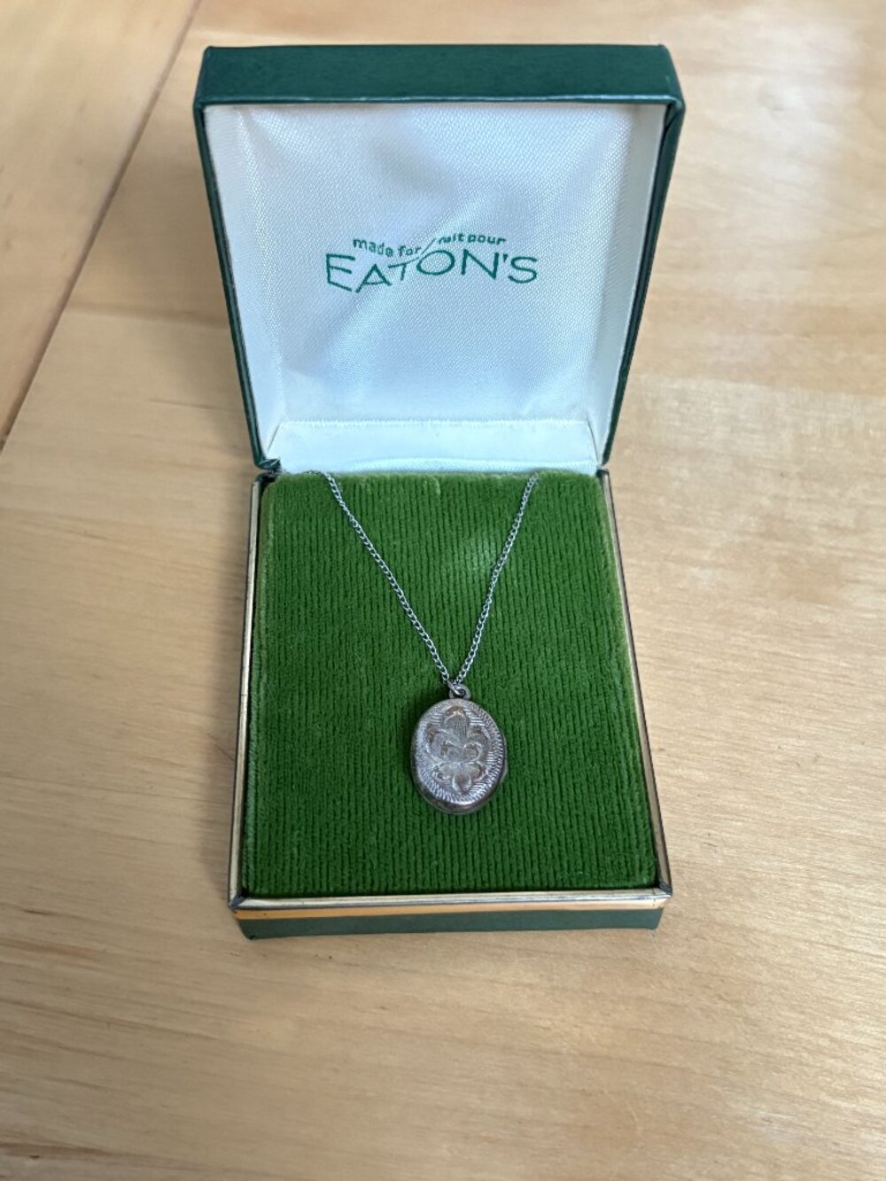 Vintage Birks Sterling Silver Floral Locket Necklace | 16" Chain